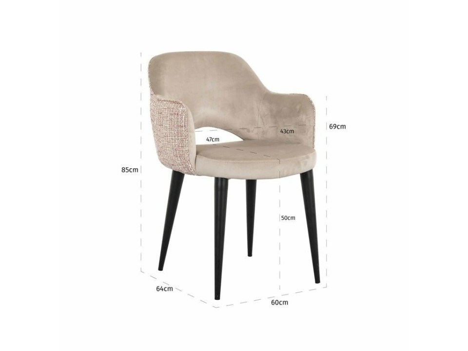 RICHMOND krzesło GIOVANNA beżowy welur / trendy róż - Richmond Interiors